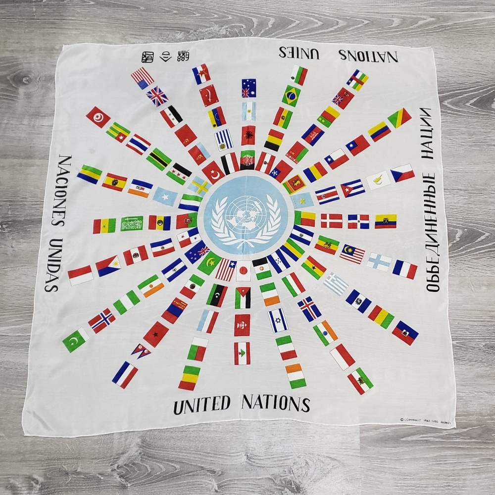 United Nations Silk Chiffon Square Scarf